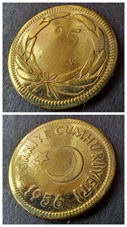 Escoines Koleksiyon 399636817b5f17ca59 1956 25Kuruş ÇT/ÇÇT eski madeni para