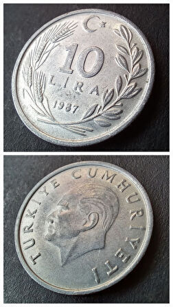 Escoines Koleksiyon 399636817d6dae55ae 1987 10lira Çil eski madeni para
