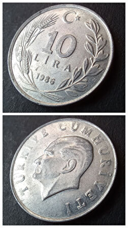 Escoines Koleksiyon 399636817d71ec3470 1986 10lira ÇA+ eski madeni para