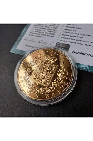 39963681b2bec24fb3 Numis Proof 2016 Kraliçe Elizabeth 24Ayar AltınKaplama Sertifikalı 52gram A-35188
