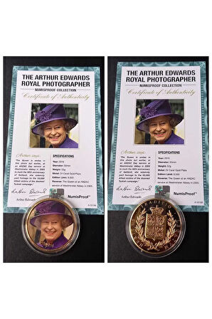 39963681b2bec24fb3 Numis Proof 2016 Kraliçe Elizabeth 24Ayar AltınKaplama Sertifikalı 52gram A-35188