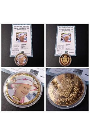 39963681b2db677829 Numis Proof 2016 Kraliçe Elizabeth 24Ayar AltınKaplama Sertifikalı 52gram A-35180