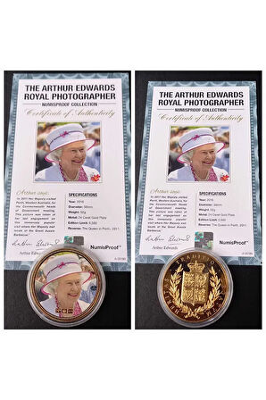 39963681b2db677829 Numis Proof 2016 Kraliçe Elizabeth 24Ayar AltınKaplama Sertifikalı 52gram A-35180
