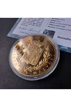 39963681b2db677829 Numis Proof 2016 Kraliçe Elizabeth 24Ayar AltınKaplama Sertifikalı 52gram A-35180