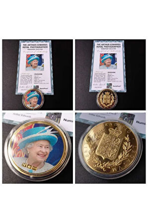 39963681b2e7f60621 Numis Proof 2016 Kraliçe Elizabeth 24Ayar AltınKaplama Sertifikalı 52gram A-35192