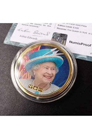 39963681b2e7f60621 Numis Proof 2016 Kraliçe Elizabeth 24Ayar AltınKaplama Sertifikalı 52gram A-35192