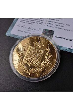 39963681b2e7f60621 Numis Proof 2016 Kraliçe Elizabeth 24Ayar AltınKaplama Sertifikalı 52gram A-35192