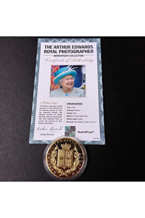 39963681b2e7f60621 Numis Proof 2016 Kraliçe Elizabeth 24Ayar AltınKaplama Sertifikalı 52gram A-35192