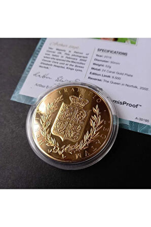 39963681b2ed44c72d Numis Proof 2016 Kraliçe Elizabeth 24Ayar AltınKaplama Sertifikalı 52gram A-35185