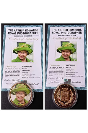 39963681b2ed44c72d Numis Proof 2016 Kraliçe Elizabeth 24Ayar AltınKaplama Sertifikalı 52gram A-35185