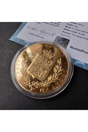 39963681b2f90d39bd Numis Proof 2016 Kraliçe Elizabeth 24Ayar AltınKaplama Sertifikalı 52gram A-35181