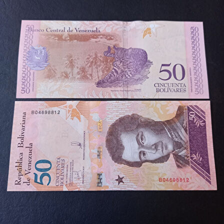 Escoines Koleksiyon 39963683faaa04313e 2018 Venezuela 50 Bolivar ÇİL Eski Yabancı Kağıt Para