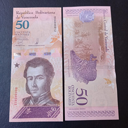 Escoines Koleksiyon 39963683faaa04313e 2018 Venezuela 50 Bolivar ÇİL Eski Yabancı Kağıt Para