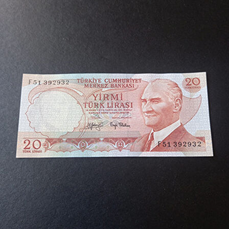 Escoines Koleksiyon 39963685477f59333a 6.Emisyon 3.Tertip F51 Serisi Çil 20Lira Eski kağıt para