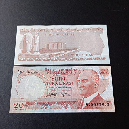 Escoines Koleksiyon 399636856c0919d0c2 6.Emisyon 3.Tertip G55 Serisi Çil 20Lira Eski kağıt para