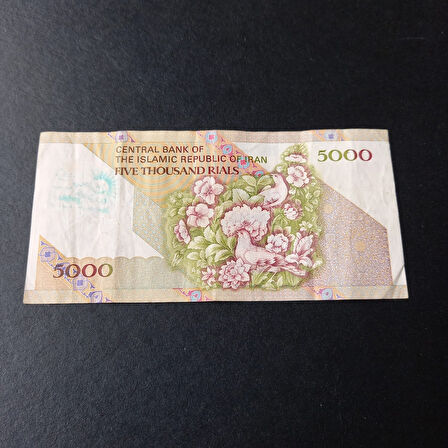 Escoines Koleksiyon 399636856cf7f096bc İran 5000 Riyal Sürsajlı Haliyle Eski Yabancı Kağıt Para
