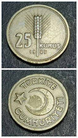 Escoines Koleksiyon 39963685701d88a916 Darphane Setinden Çıkma 1945 25Kuruş Eski Madeni Para