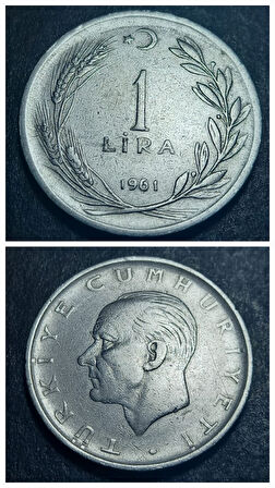 Escoines Koleksiyon 399636860a7b7313e5 1961 Akmonital 1 Lira Değerli Sene ÇT/ÇÇT Eski Madeni Para