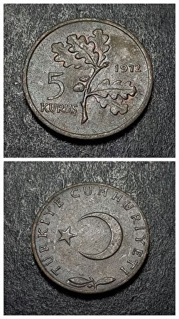Escoines 399636873422b4da79 1972 Bronz 5Kuruş Para