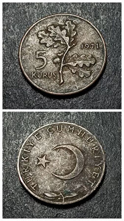 Escoines 399636873439c03498 5 Kuruş 1971 Bronz Para