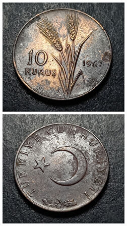 Escoines Koleksiyon 39963687343d506eff 10 Kuruş 1967 Eski Madeni Para