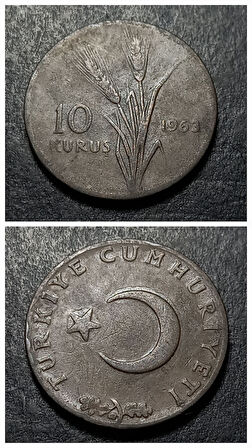 Escoines 39963687345f5e8a2f 1963 10 Kuruş temiz %95 Bakır Para