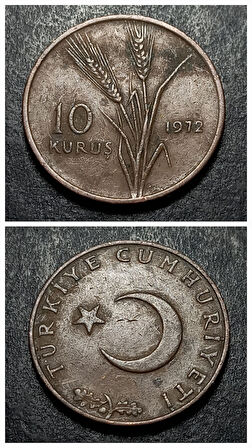 Escoines Koleksiyon 399636873462b93ad0 10 Kuruş 1972 Eski Madeni Para