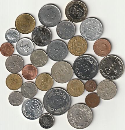 Escoines Koleksiyon 399636876d19753386 30Adet Madeni Koleksiyon Başlangıç seti Yerli/Yabancı Paralar