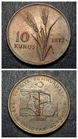 Escoines 399636889991fac84b FAO 10 Kuruş 1972 “Saban Kılıçtan Üstündür” ÇA Bakır Para