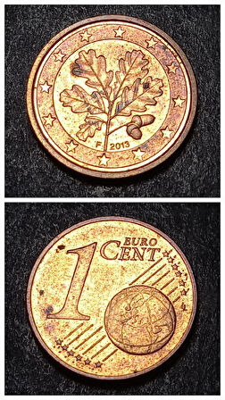 Escoines 39963689910a5cfe03 Almanya 1 Eurocent, 2013 bakır kaplı çelik ÇT Para