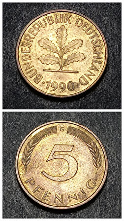 Escoines 399636899193beb6f0 1990 G 5 pfenning ççt+ para