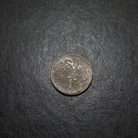Escoines 39963689925ba27fcb 1968 haliyle 5 Kuruş %97 Bakır para