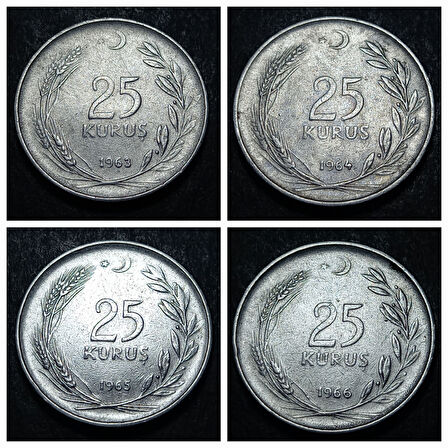Escoines 3996368992bc75f560 1963, 1964, 1965, 1966 25kuruş Acmonital52 para