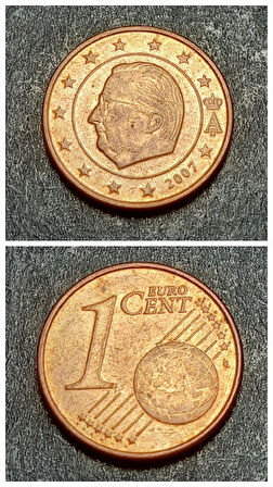 Escoines 3996368ab879301c00 2007 Belçika Çelik üzerine bakır kaplama 1cent ççt para