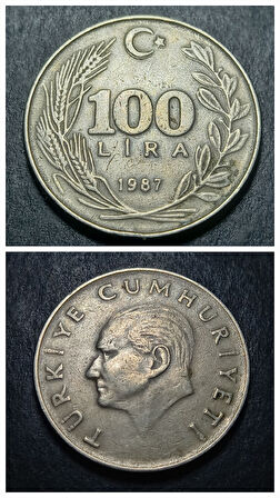 Escoines 3996368bb70cfb5a40 1987 100Lira Baskı hatası nadir çift pres hatalı-erör temiz/çt para