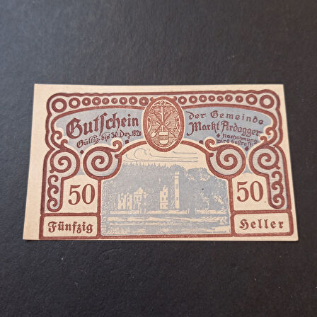 Escoines 3996368c2a92297c48 1920 Almanya 50 heller , Fünfzig heller Notgeld para