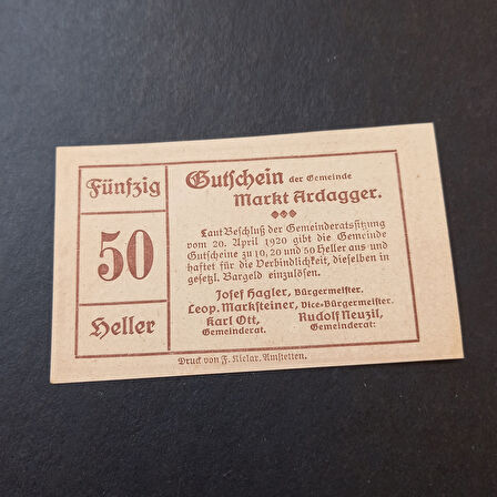 Escoines 3996368c2a92297c48 1920 Almanya 50 heller , Fünfzig heller Notgeld para