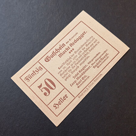 Escoines 3996368c2a92297c48 1920 Almanya 50 heller , Fünfzig heller Notgeld para