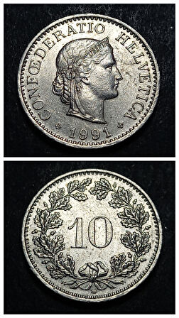 Escoines Koleksiyon 3996368dda9f8d791d 1991 İsviçre 10 Rappen ÇA/ÇİL Madeni Para
