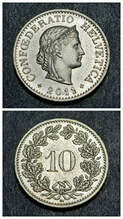 Escoines Koleksiyon 3996368ddadae51694 2011 İsviçre 10 Rappen ÇİL eski yabancı madeni para