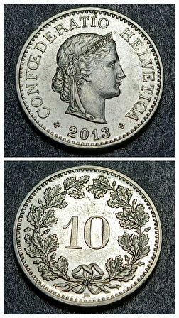 Escoines Koleksiyon 3996368ddae8457cef 2013 İsviçre 10 Rappen ÇİL eski yabancı madeni para