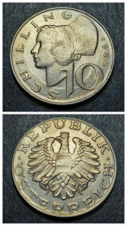 Escoines Koleksiyon 3996368f3d9e42ae24 1985 Avusturya 10Shilling CA/ÇİL eski yabancı madeni para