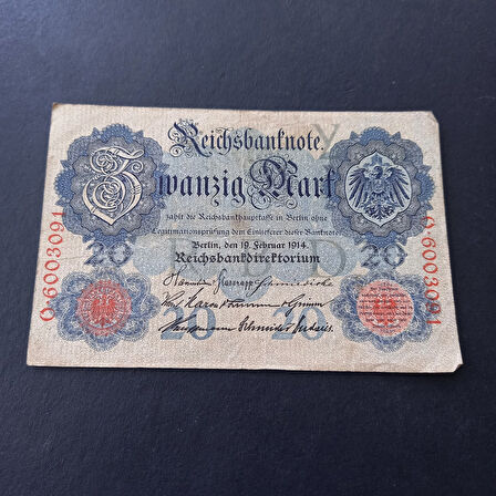 Escoines 3996368f4044a3f518 1914 Almanya Berlin O serisi 20 Mark ÇT