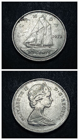 Escoines Koleksiyon 3996368f405185faef 1973 Kanada 10 Cent Nikel çt eski yabancı madeni para