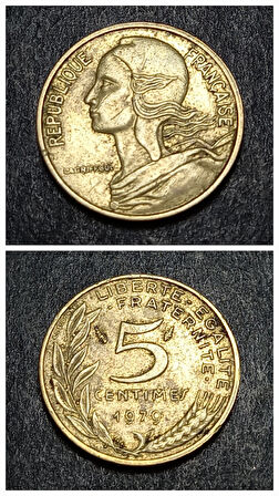 Escoines Koleksiyon 3996368f41ad537375 1979 fransa 5 centimes çt eski yabancı madeni para