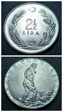 Escoines Koleksiyon 3996368f41bc4d1209 1979 Akmonital 2½ Lira Çatlak Kalıp Nadir Çıkar çil para