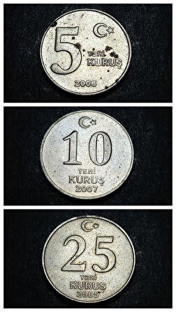 Escoines Koleksiyon 3996368f41ce50bcf9 2005 - 2006 - 2007 yeni kuruş çt+ eski madeni para