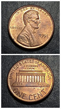 Escoines Koleksiyon 3996368f41ebd2818d 1991 ABD-one Cent CA eski yabancı madeni para