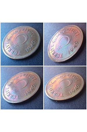 Escoines Koleksiyon 3996368f56d469828a 25 Kuruş 1949 ÇA/ÇİL Rainbow RRRR eski madeni para