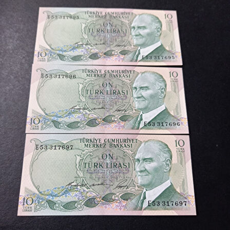 Escoines 3996368f7fbb8f0e4b Seri Takipli ÇİL 3 Adet 10 Lira 6.Emisyon E53 1.Tertip
